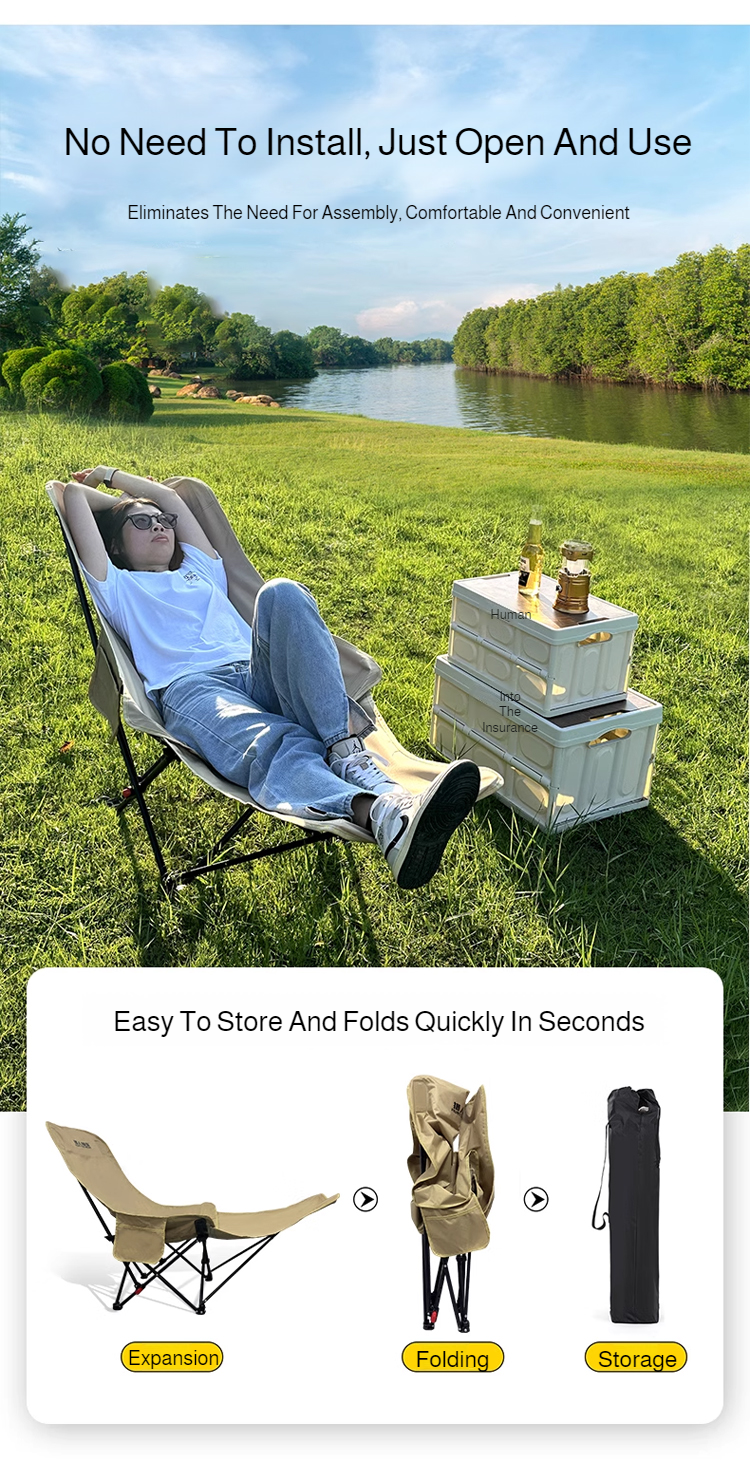 Portable Folding Camping Chair – Reclining Outdoor Seat with Leg Support
