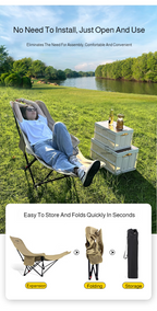 Portable Folding Camping Chair – Reclining Outdoor Seat with Leg Support