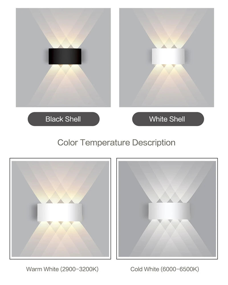 Aluminum LED Wall Lamp – IP65 Waterproof Lighting for Indoor and Outdoor