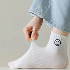 Whimsical Cartoon Face Polyester Ankle Socks – Soft Breathable Casual Wear