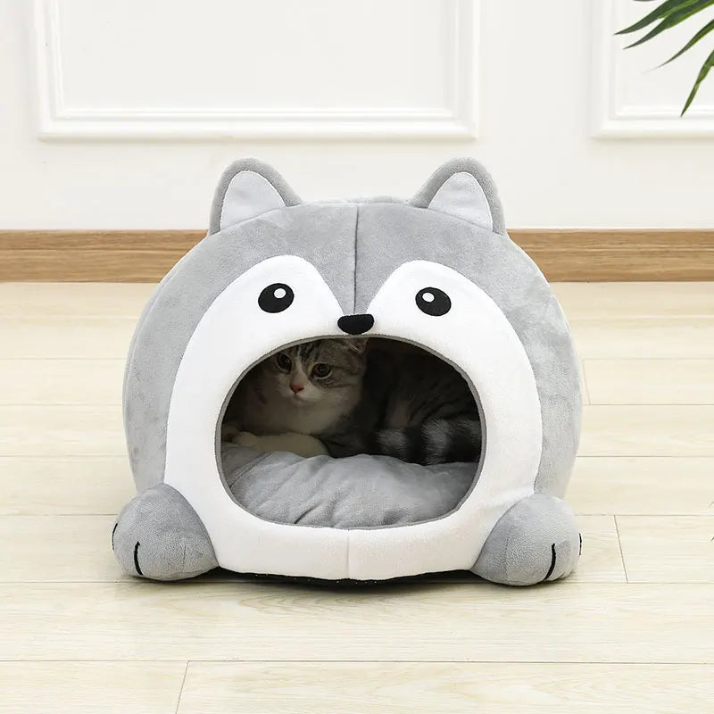Plush Cat Bed Cave – Soft Pet Lounger for Small Dogs and Kittens