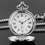 Vintage Silver Quartz Pocket Watch – Fashion Pendant Necklace for Men