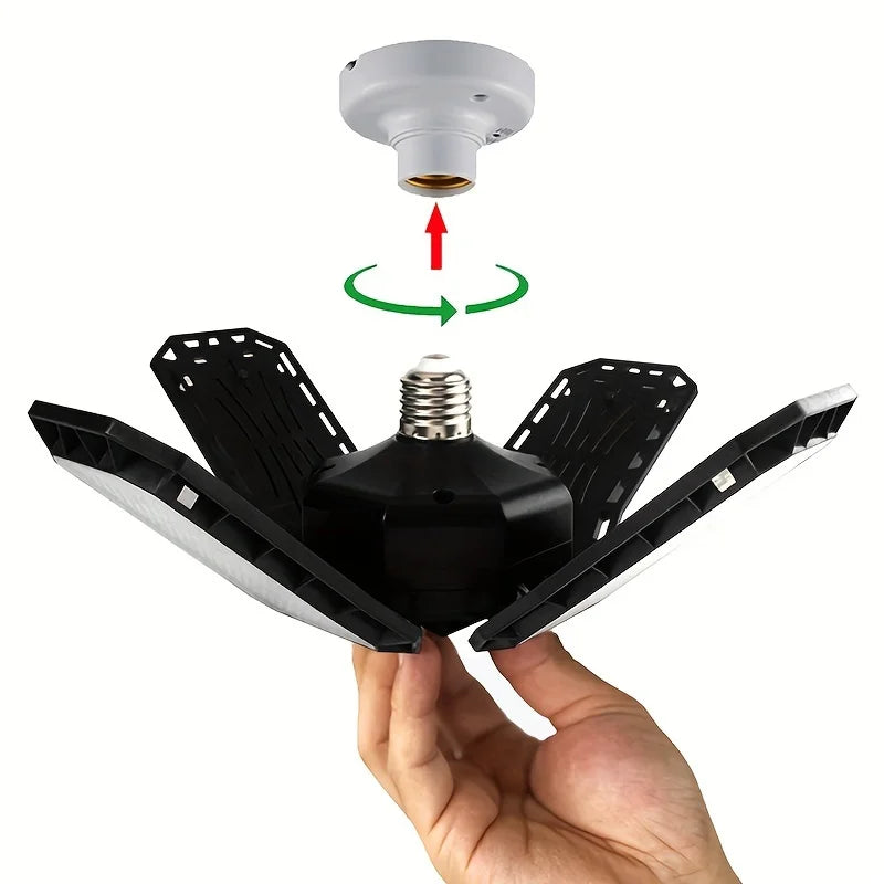 Adjustable LED Garage Lights – Foldable Ceiling Work Lamp for Workshop Warehouse