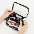 Leopard Print Clear Makeup Bag – Waterproof Large Cosmetic Organizer for Travel