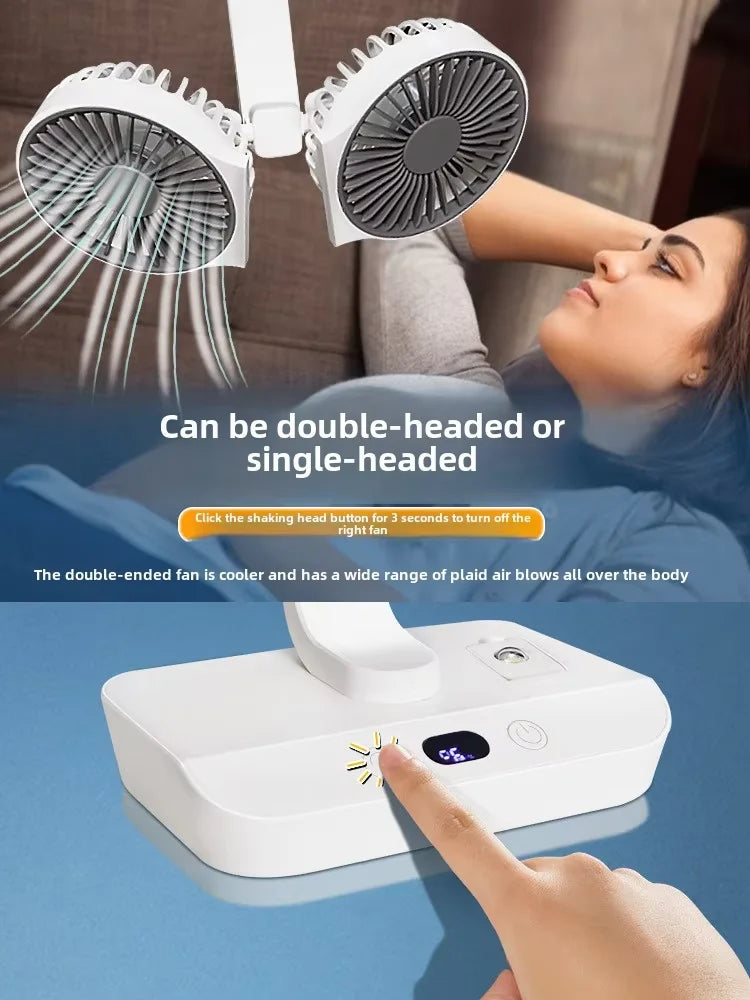 Portable Double Head Desk Fan – 8000mAh Cooling for Household and Office Use