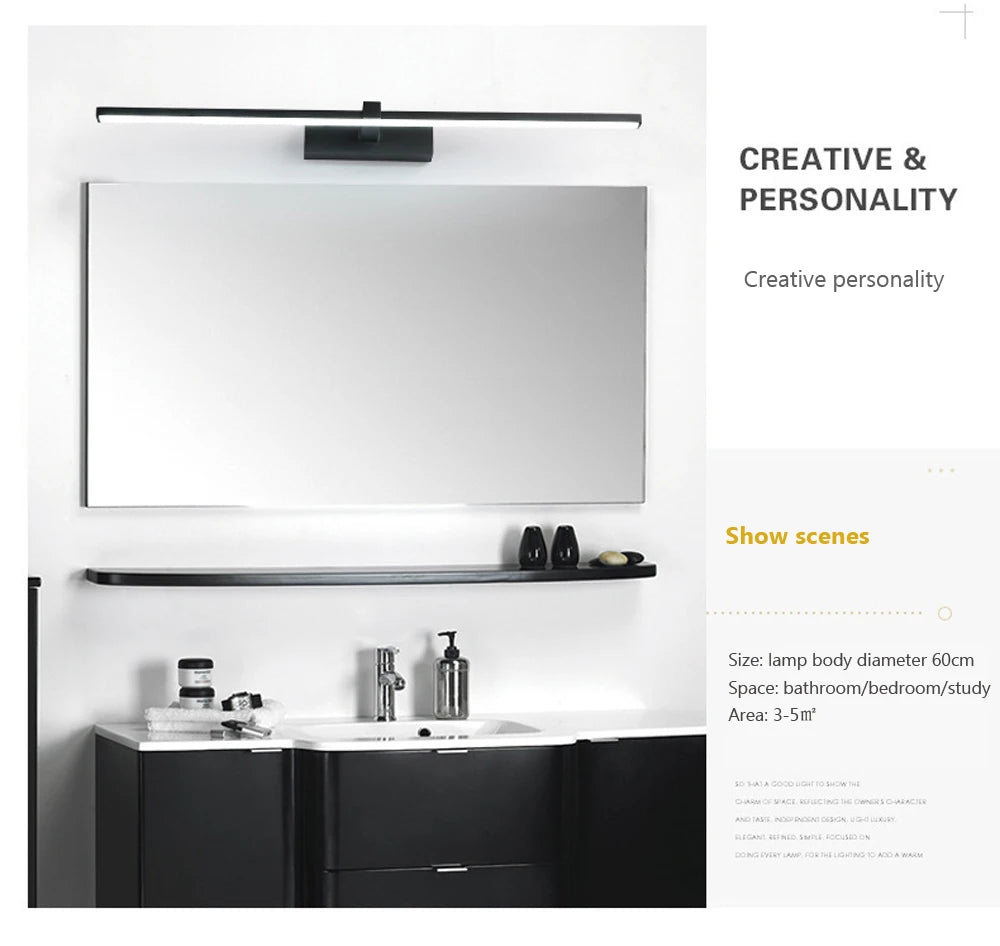 Modern Aluminum LED Wall Light – Adjustable Bathroom Mirror Vanity Lamp