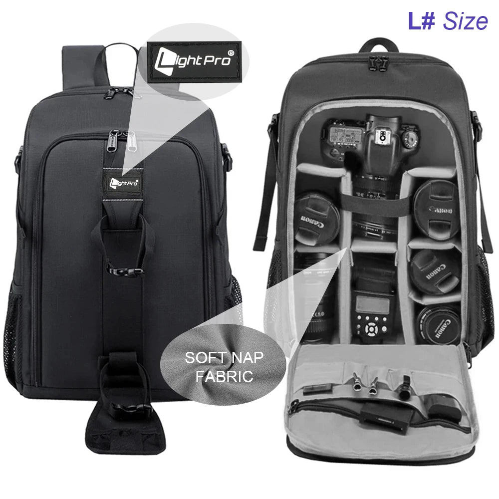 Waterproof Camera Backpack – Large Capacity DSLR Bag for Outdoor Photography