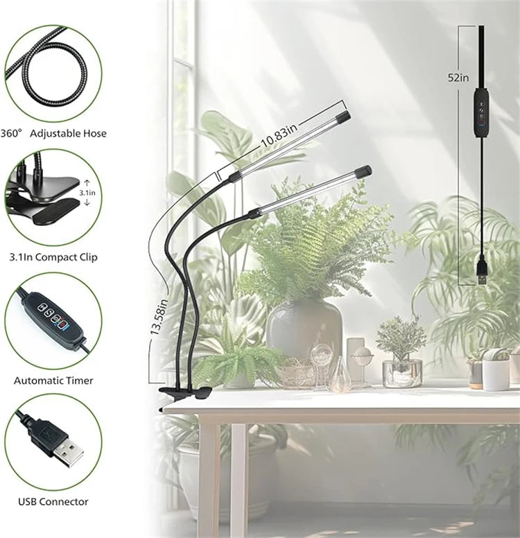 LED Clip Grow Light – Full Spectrum Lamp for Indoor Plant Seed Starting