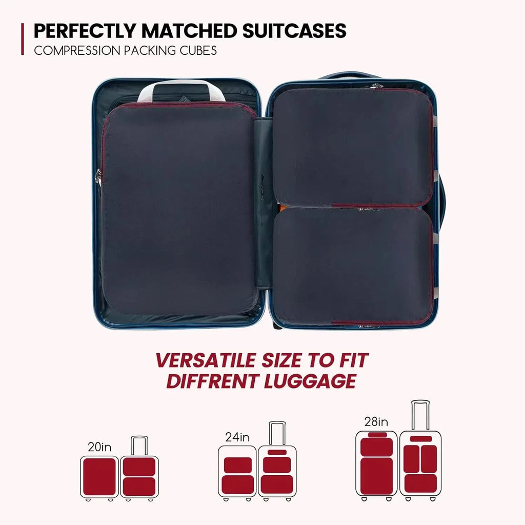 Waterproof Compression Packing Cubes – Space-Saving Luggage Organizers for Travel