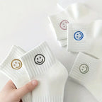 Whimsical Cartoon Face Polyester Ankle Socks – Soft Breathable Casual Wear