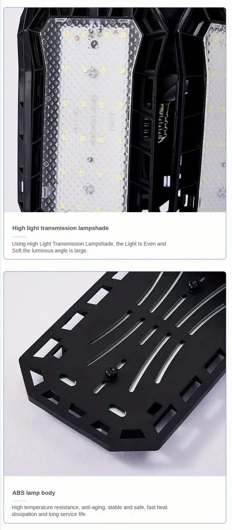 Adjustable LED Garage Lights – Foldable Ceiling Work Lamp for Workshop Warehouse
