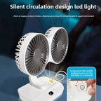 Portable Double Head Desk Fan – 8000mAh Cooling for Household and Office Use