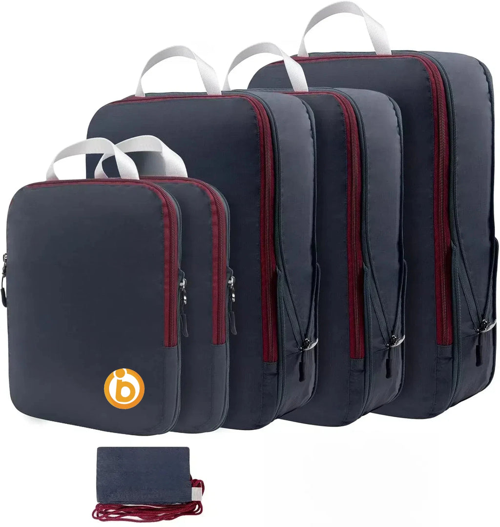 Waterproof Compression Packing Cubes – Space-Saving Luggage Organizers for Travel