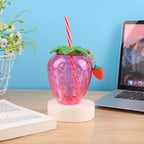 Strawberry Shaped Straw Cup – Cute Cartoon Fruit Tumbler for Summer Drinks