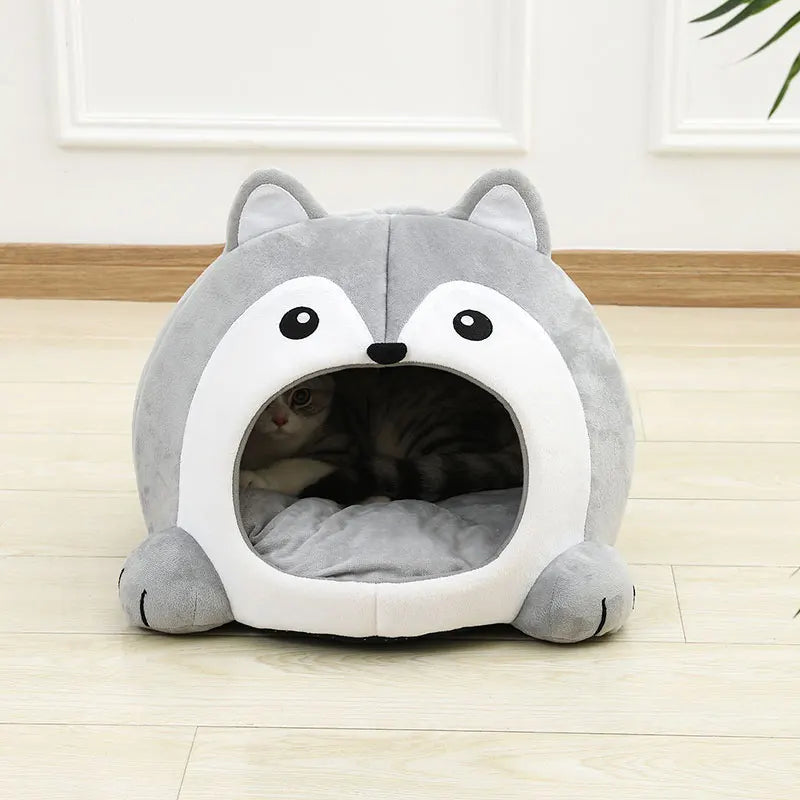 Plush Cat Bed Cave – Soft Pet Lounger for Small Dogs and Kittens