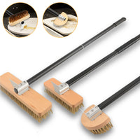 Brass Bristle Pizza Oven Brush – Long Wooden Handle for Kitchen Grill Cleaning