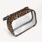 Leopard Print Clear Makeup Bag – Waterproof Large Cosmetic Organizer for Travel