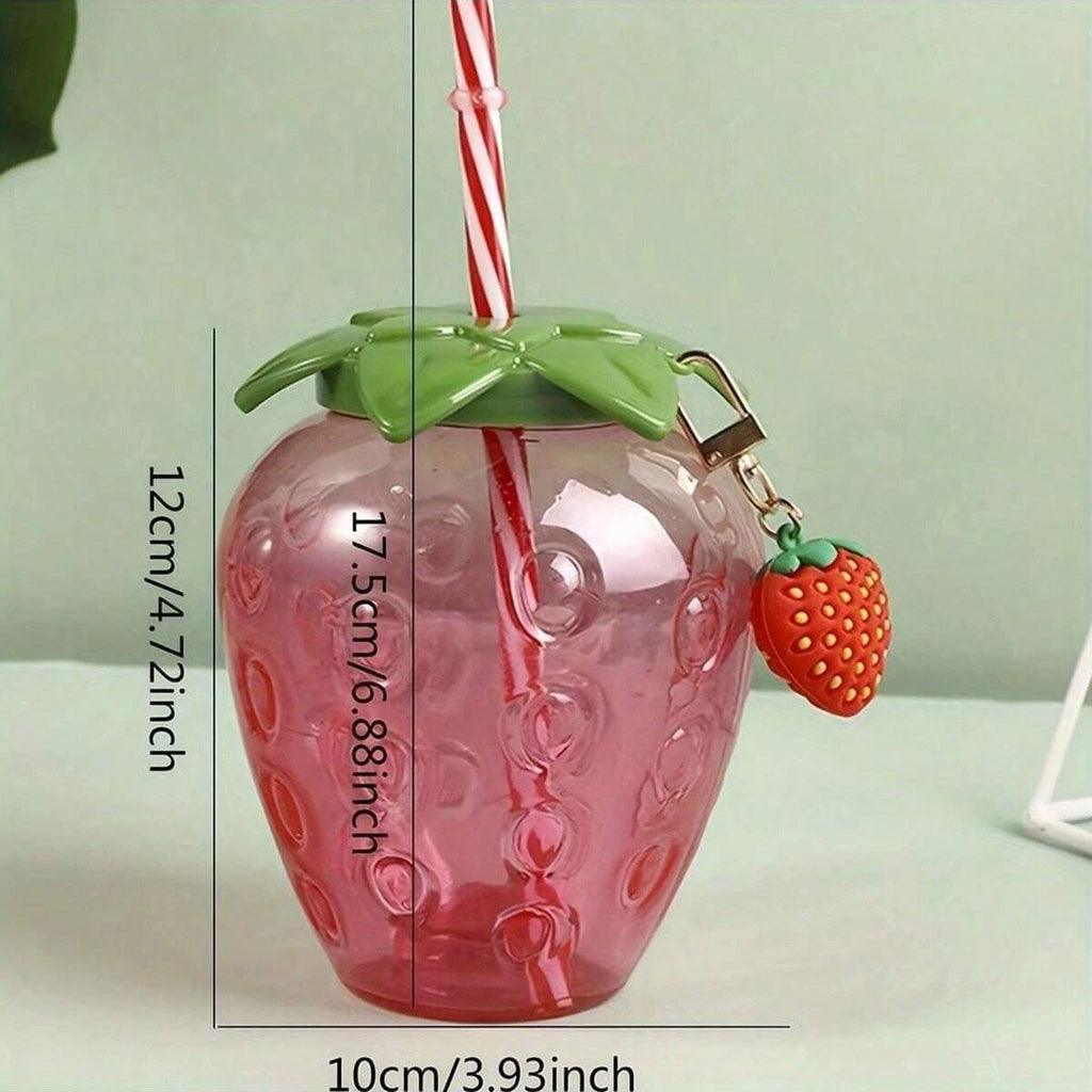 Strawberry Shaped Straw Cup – Cute Cartoon Fruit Tumbler for Summer Drinks