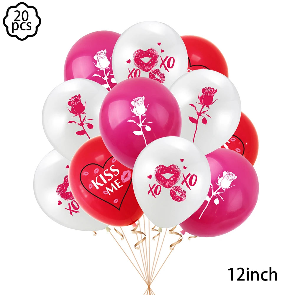 Red Rose Foil Balloon – Romantic Floral Decor for Valentine's Day Weddings