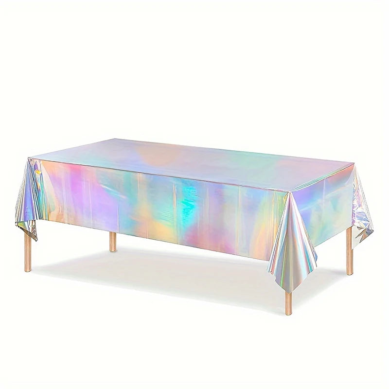 Laser Rainbow Disposable Tablecloth – Holographic Decor for Birthday Parties