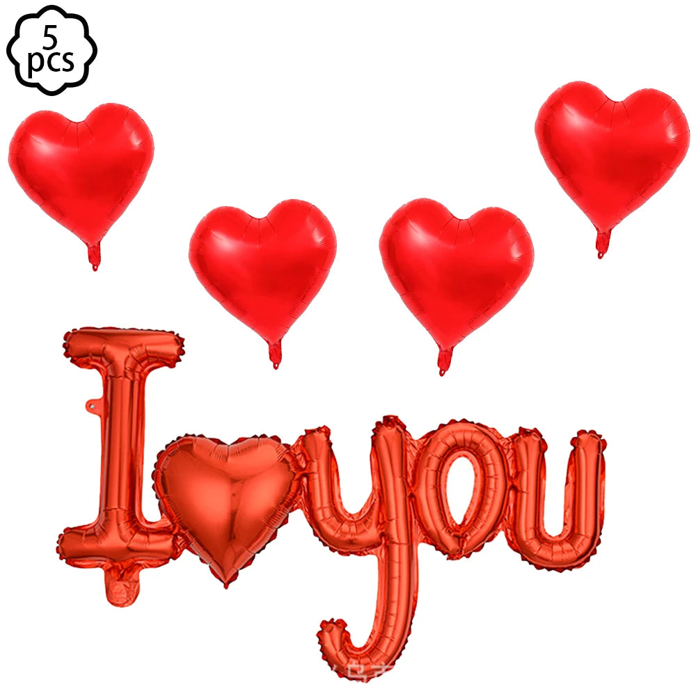 Red Rose Foil Balloon – Romantic Floral Decor for Valentine's Day Weddings