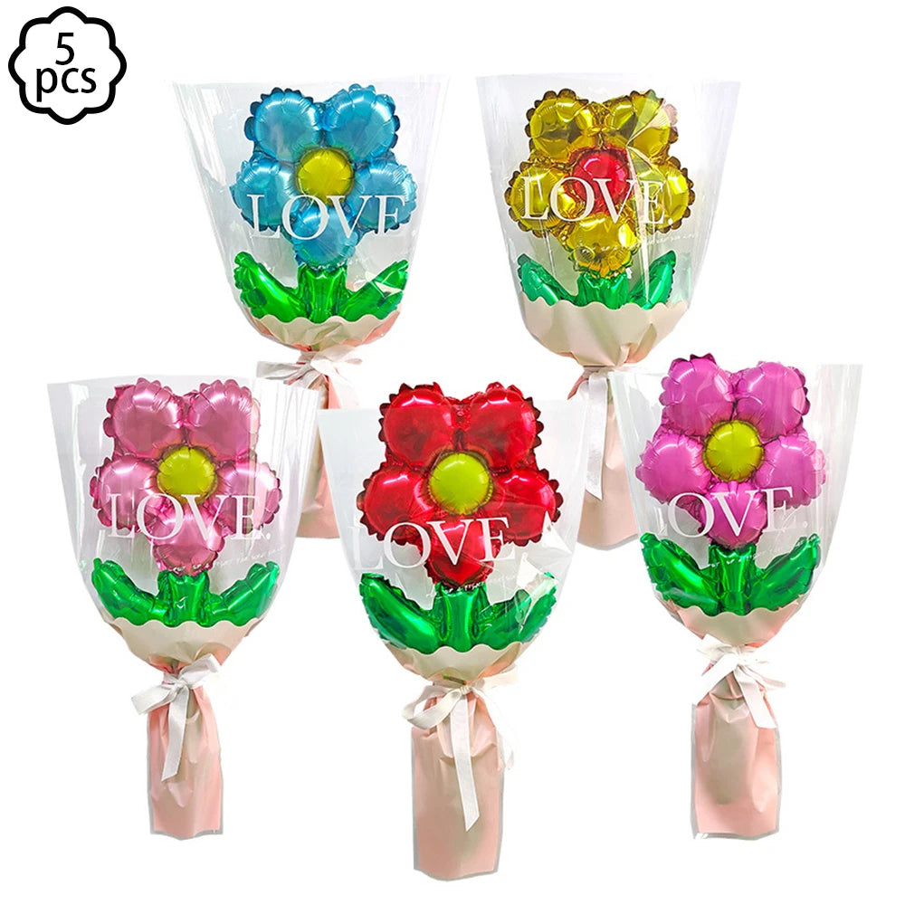 Red Rose Foil Balloon – Romantic Floral Decor for Valentine's Day Weddings