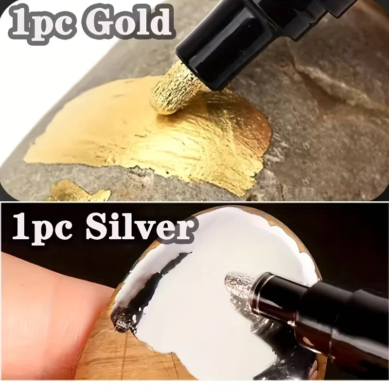 Reflective Chrome Mirror Marker Pens – Gold and Silver for DIY Art Crafts