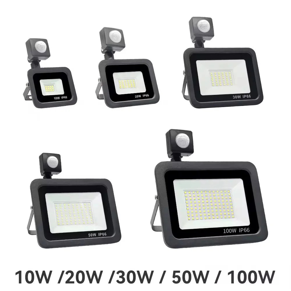 LED Floodlight with PIR Motion Sensor – IP66 Waterproof Outdoor Garden Light