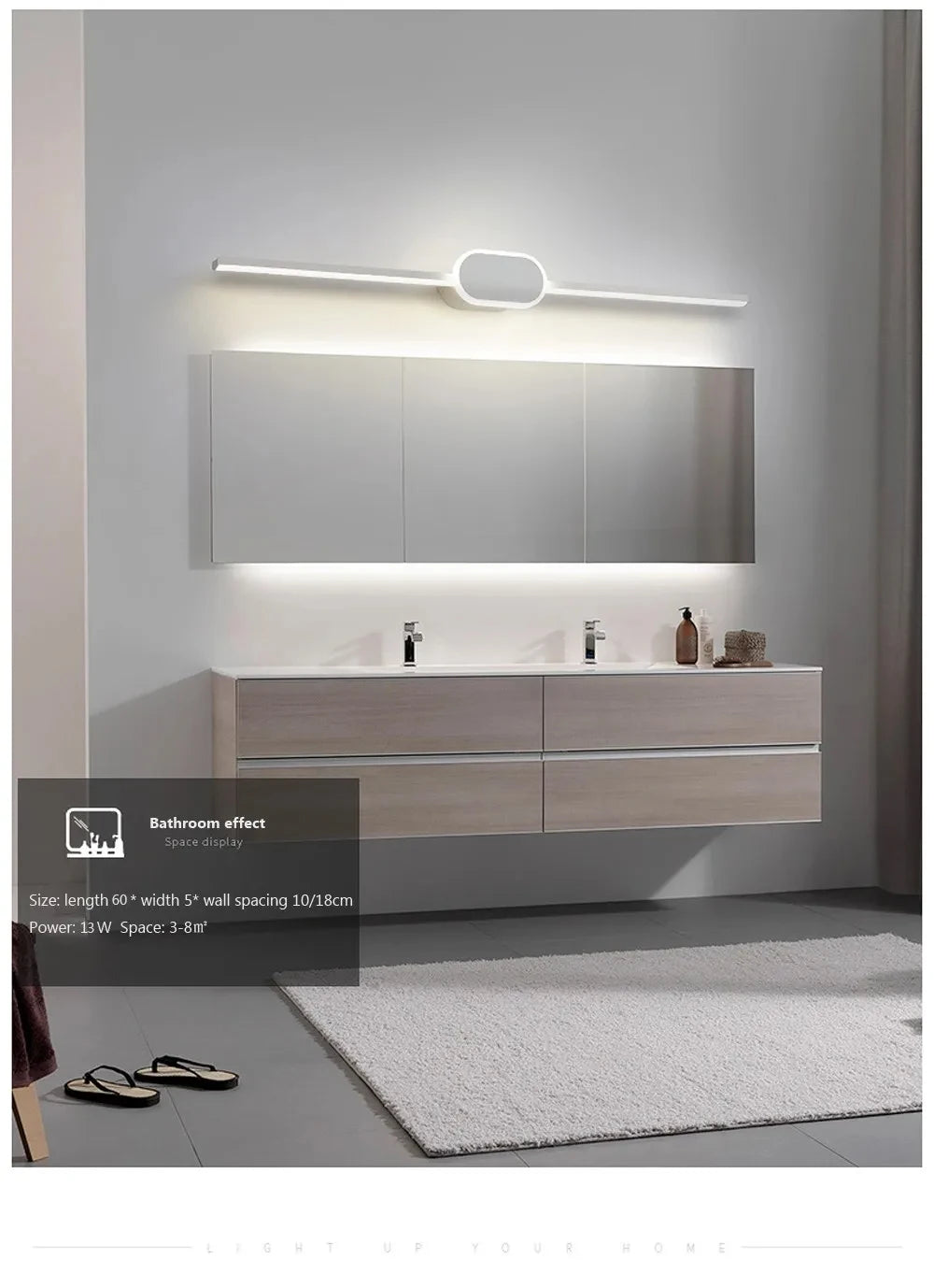 Modern LED Wall Sconce – Minimalist Mirror Lighting for Bathroom and Bedroom