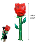 Red Rose Foil Balloon – Romantic Floral Decor for Valentine's Day Weddings