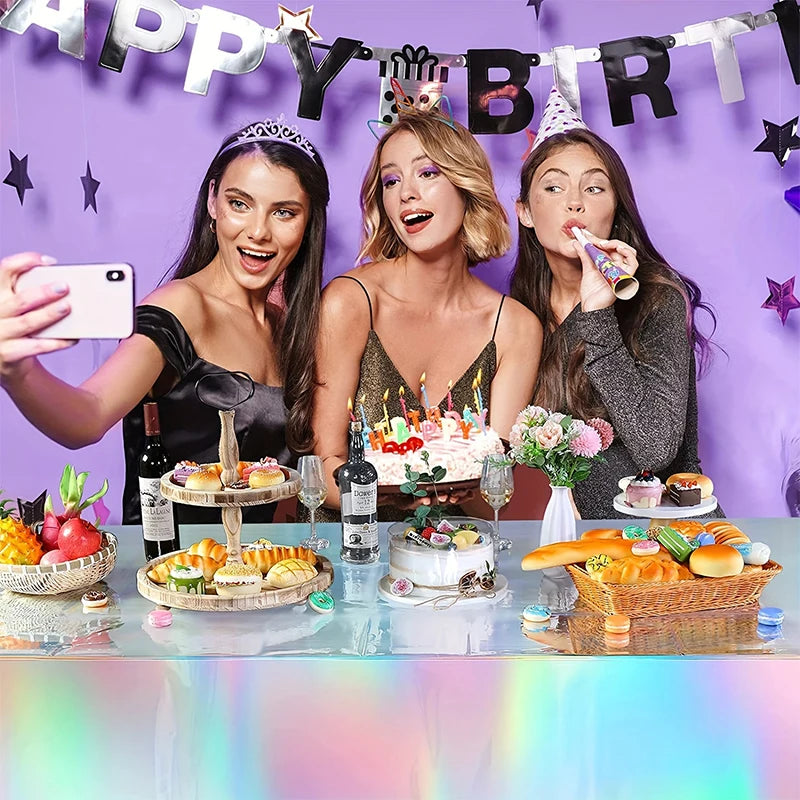 Laser Rainbow Disposable Tablecloth – Holographic Decor for Birthday Parties