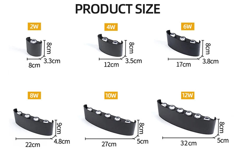 Aluminum LED Wall Lamp – IP65 Waterproof Lighting for Indoor and Outdoor