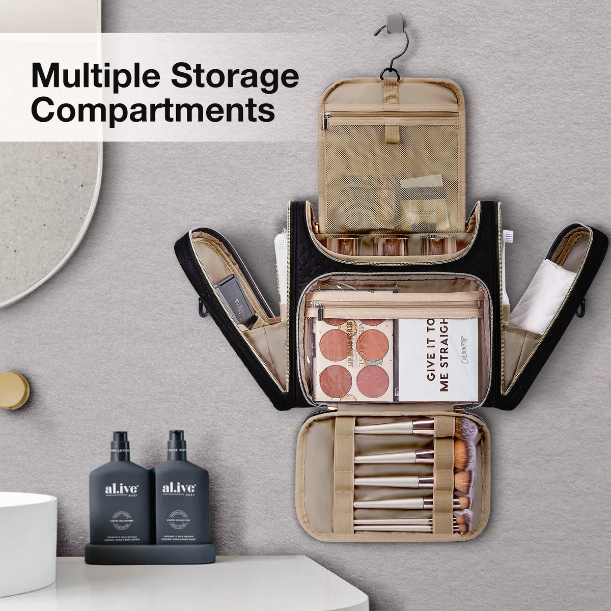 Water-Resistant Makeup Bag – Large Capacity Travel Organizer for Cosmetics