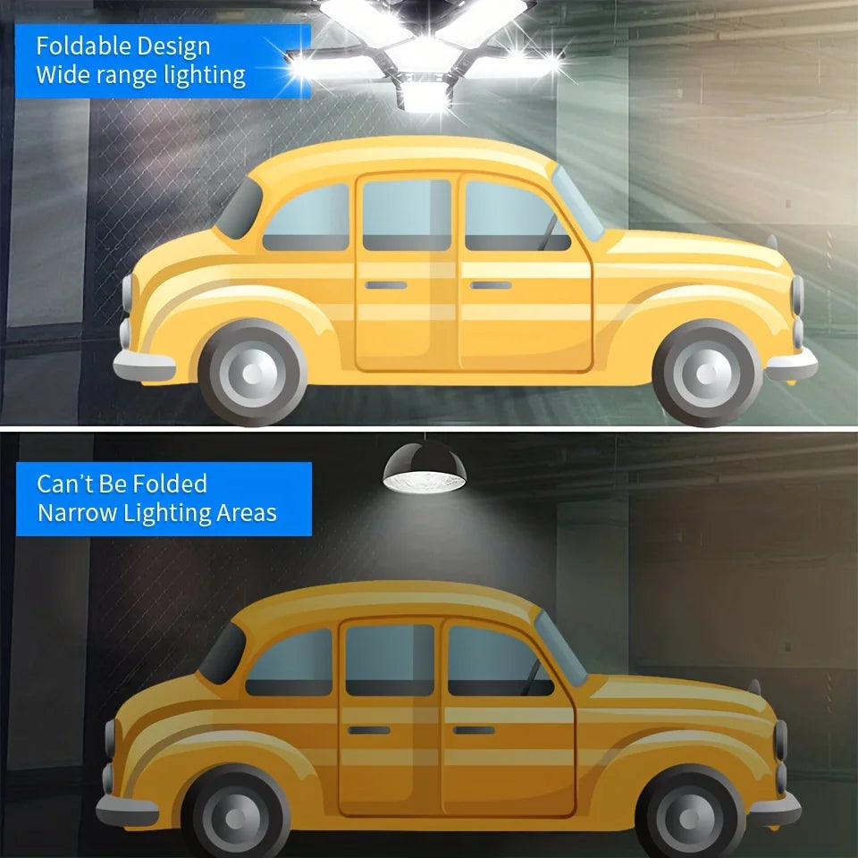 Adjustable LED Garage Lights – Foldable Ceiling Work Lamp for Workshop Warehouse
