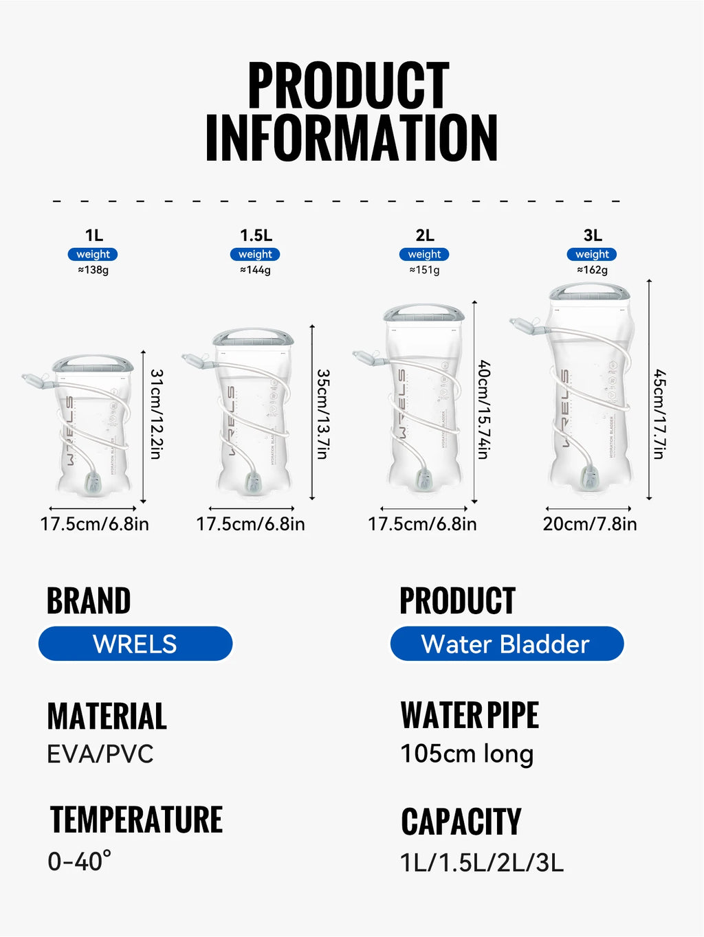 Hydration Bladder – BPA Free TPU Reservoir for Hiking Running and Cycling
