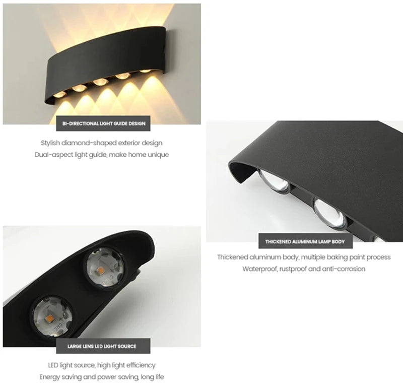 Aluminum LED Wall Lamp – IP65 Waterproof Lighting for Indoor and Outdoor