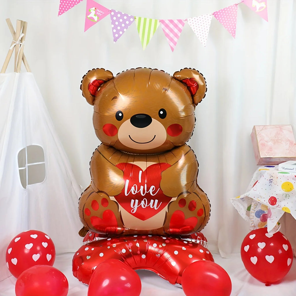 Red Rose Foil Balloon – Romantic Floral Decor for Valentine's Day Weddings