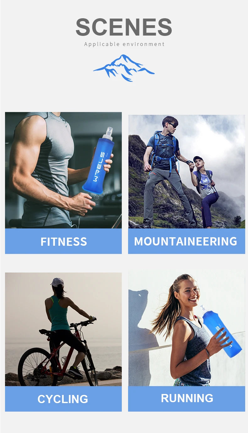 Collapsible TPU Water Bottle – BPA-Free Soft Flask for Outdoor Sports