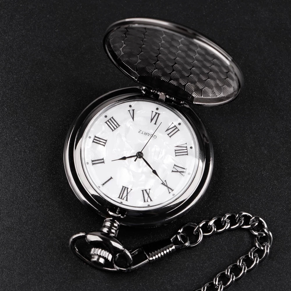 Vintage Silver Quartz Pocket Watch – Fashion Pendant Necklace for Men