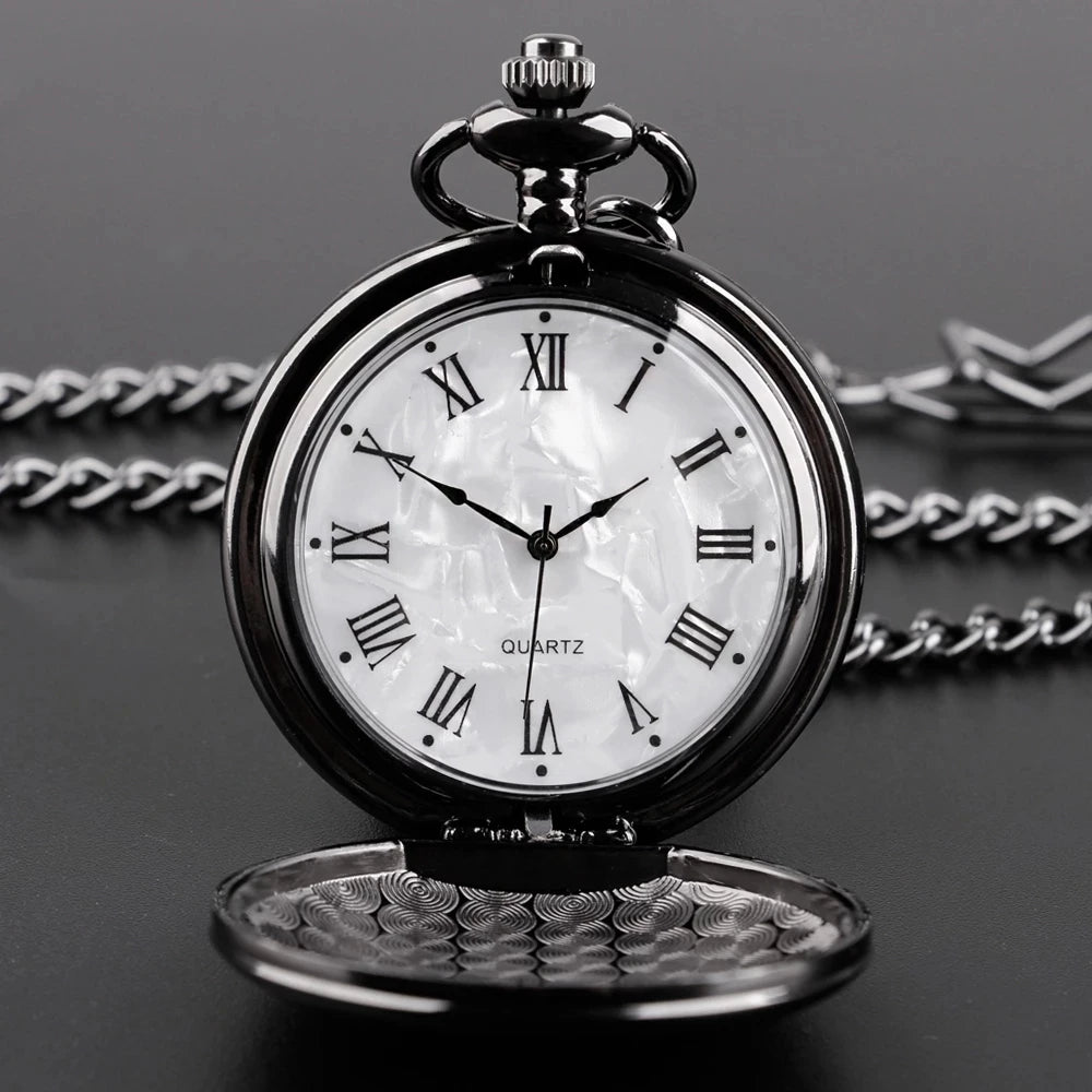 Vintage Silver Quartz Pocket Watch – Fashion Pendant Necklace for Men
