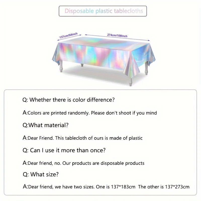 Laser Rainbow Disposable Tablecloth – Holographic Decor for Birthday Parties