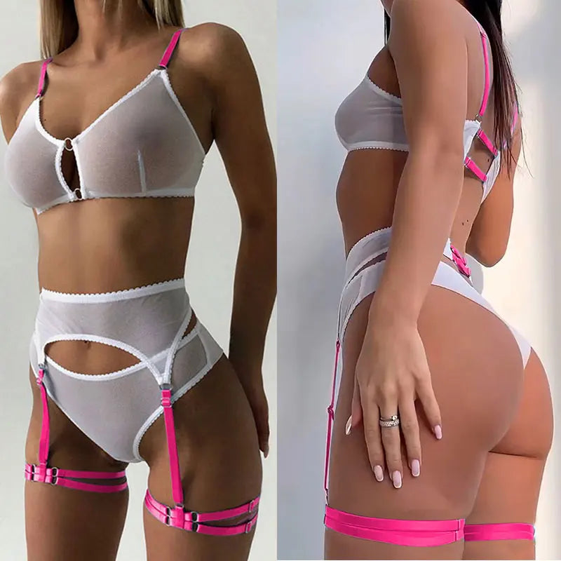 Sheer Lace Lingerie Set – Transparent Garter Bra and Panty for Cosplay