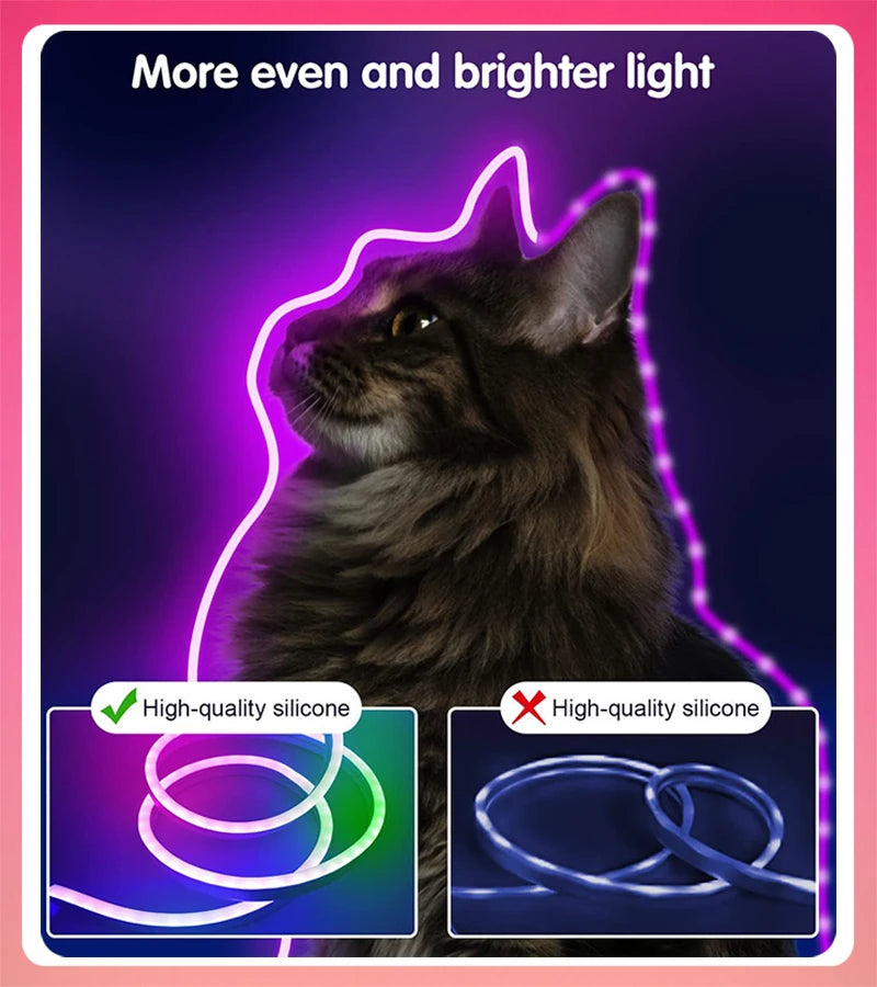 RGBIC Silicone Neon LED Strip – Music Sync Lighting for Room Decor