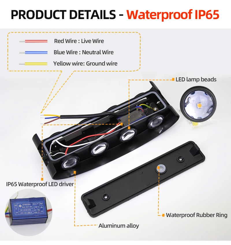 Aluminum LED Wall Lamp – IP65 Waterproof Lighting for Indoor and Outdoor