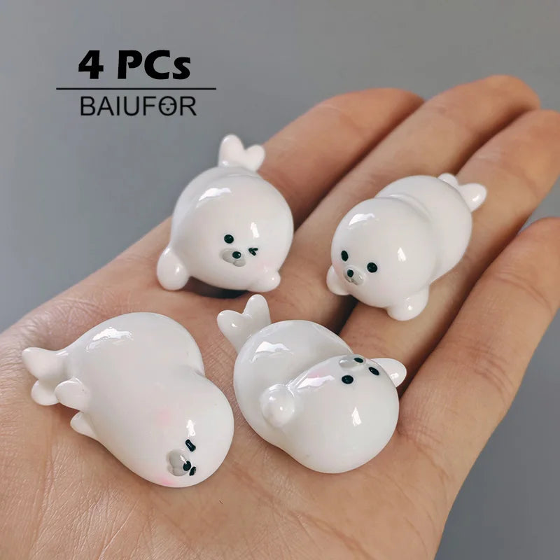 Miniature Seal Lighthouse Figurines – Resin Decor for Fairy Gardens