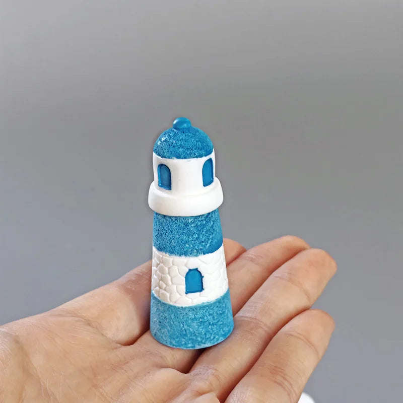 Miniature Seal Lighthouse Figurines – Resin Decor for Fairy Gardens