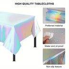 Laser Rainbow Disposable Tablecloth – Holographic Decor for Birthday Parties