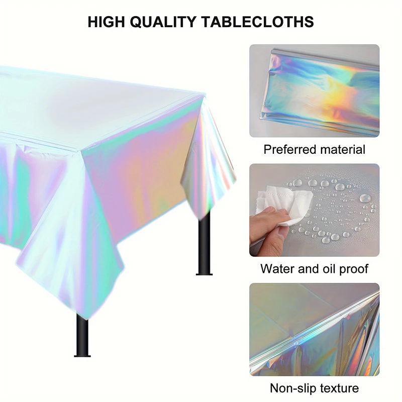 Laser Rainbow Disposable Tablecloth – Holographic Decor for Birthday Parties