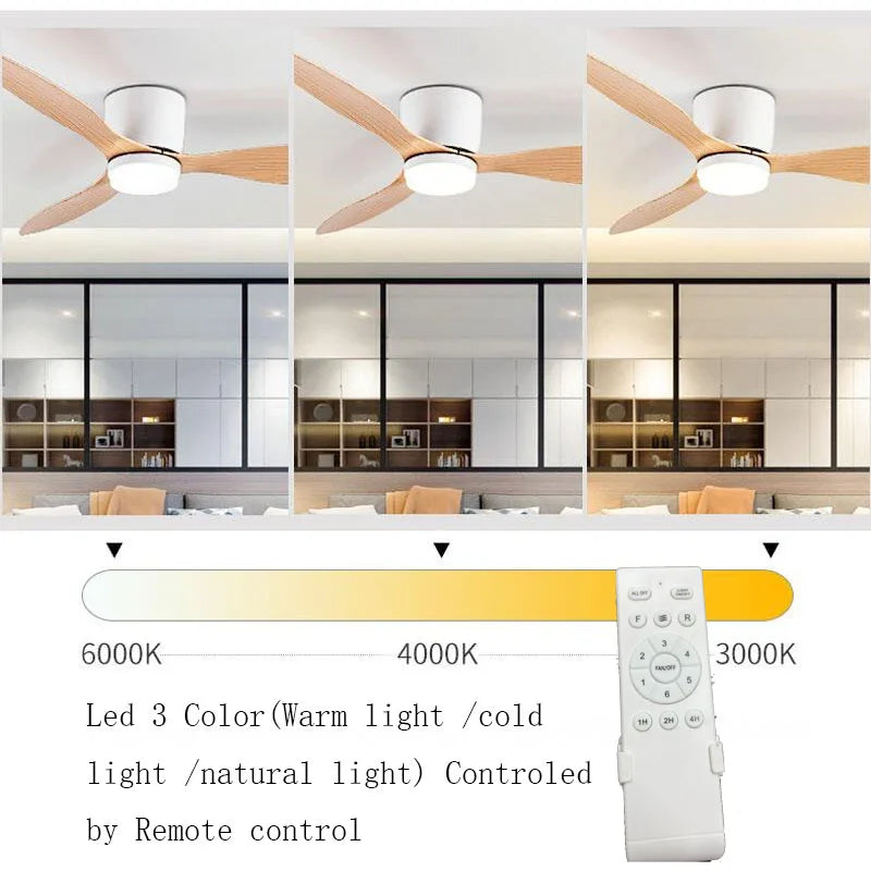 Dimmable LED Ceiling Fan – 42-52 Inch DC Motor for Modern Home Lighting
