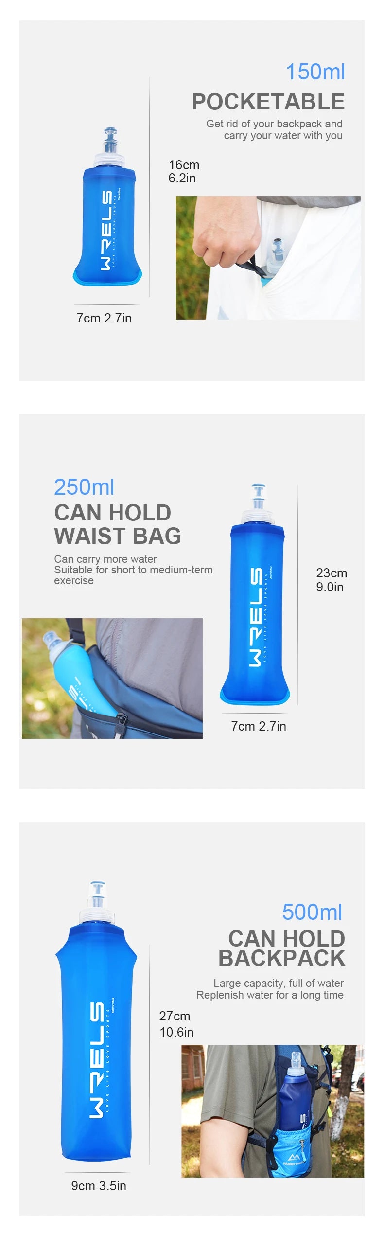 Collapsible TPU Water Bottle – BPA-Free Soft Flask for Outdoor Sports